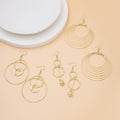 Bohemian Gold Alloy Multi Circle Hoop Drop Earrings Irregular Geometric Statement Dangle Earrings view 2
