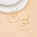 Bohemian Gold Alloy Multi Circle Hoop Drop Earrings Irregular Geometric Statement Dangle Earrings view 3