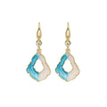Elegant Blue White Enamel Irregular Shell Geometric Rhinestone Alloy Dangle Hoop Drop Earrings view 5