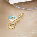 Elegant Blue White Enamel Irregular Shell Geometric Rhinestone Alloy Dangle Hoop Drop Earrings view 4