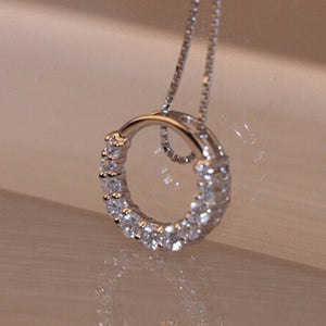 Korean Simple Short Necklace With Hollow Round Circle Pendant, Romantic Collarbone Chain Gift