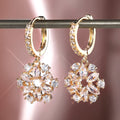 Korean Style Hollow Sunflower Earrings For Women Shiny Zircon Drop Earrings view 4