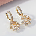 Korean Style Hollow Sunflower Earrings For Women Shiny Zircon Drop Earrings view 6