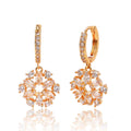 Korean Style Hollow Sunflower Earrings For Women Shiny Zircon Drop Earrings view 2
