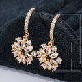 Korean Style Hollow Sunflower Earrings For Women Shiny Zircon Drop Earrings view 5