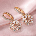 Korean Style Hollow Sunflower Earrings For Women Shiny Zircon Drop Earrings view 3
