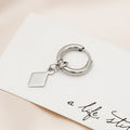 Geometric Stainless Steel Hoop With Diamond Square And Paperclip Drop Pendants Hip Hop Elegant Earrings view 4