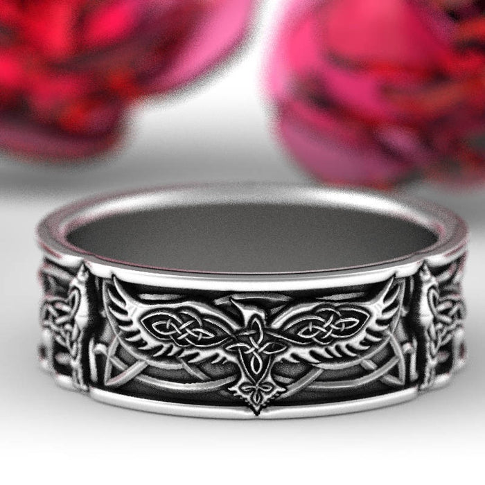 Vintage Blackened Totem Animal Pattern Ring, Unisex Personalized European Finger Ring