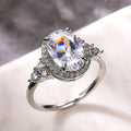 Simple Oval Micro Pave Engagement Ring For Women, European Sparkling Bridal Wedding Finger Ring view 3