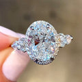 Simple Oval Micro Pave Engagement Ring For Women, European Sparkling Bridal Wedding Finger Ring view 1
