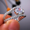 European American Women's Double Row Full Zircon Ring Creative Fashion Valentine's Gift view 3
