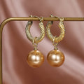 Hong Kong Style French Vintage Metal Faux Pearl Hoop Earrings, Versatile Fashion Jewelry For Women view 4