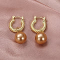 Hong Kong Style French Vintage Metal Faux Pearl Hoop Earrings, Versatile Fashion Jewelry For Women view 2