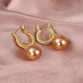 Hong Kong Style French Vintage Metal Faux Pearl Hoop Earrings, Versatile Fashion Jewelry For Women view 3