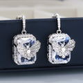Fashion Butterfly Drop Earrings In Platinum Plated Copper With Cubic Zirconia For Women view 1