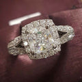 Four Prong Square Zircon Cluster Ring For Women, European Fashion Wedding Proposal Jewelry view 1