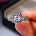 Four Prong Square Zircon Cluster Ring For Women, European Fashion Wedding Proposal Jewelry view 3