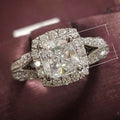 Four Prong Square Zircon Cluster Ring For Women, European Fashion Wedding Proposal Jewelry view 5