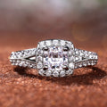 Four Prong Square Zircon Cluster Ring For Women, European Fashion Wedding Proposal Jewelry view 2