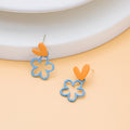 Sweet Korean Style Colorblock Heart And Hollow Daisy Flower Alloy Enamel Stud Earrings view 3