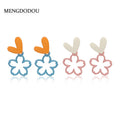 Sweet Korean Style Colorblock Heart And Hollow Daisy Flower Alloy Enamel Stud Earrings view 1