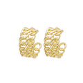 Luxury Gold Alloy Textured C Shape Half Hoop Stud Set For Women Fashion Statement Earrings view 5