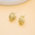 Luxury Gold Alloy Textured C Shape Half Hoop Stud Set For Women Fashion Statement Earrings view 3