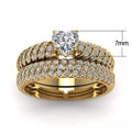 Gold Plated Alloy Rhinestone Couple Rings For Women, European Fashion Wedding Jewelry Set view 3