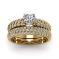 Gold Plated Alloy Rhinestone Couple Rings For Women, European Fashion Wedding Jewelry Set view 1