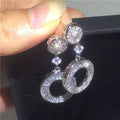 Vintage Geometric Round Hoop Earrings With Baguette And T Cut Cubic Zirconia For Women view 3