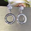 Vintage Geometric Round Hoop Earrings With Baguette And T Cut Cubic Zirconia For Women view 6