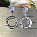 Vintage Geometric Round Hoop Earrings With Baguette And T Cut Cubic Zirconia For Women view 5