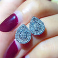 Sparkling Pear Shape Teardrop Zircon Stud Earrings For Women, Korean Sweet Fashion Ear Jewelry view 2