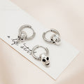 Vintage Stainless Steel Skull Charm Hoop Huggie Earrings For Women Dark Hip Hop Punk Statement Earrings view 1