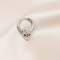 Vintage Stainless Steel Skull Charm Hoop Huggie Earrings For Women Dark Hip Hop Punk Statement Earrings view 4