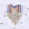 Alloy Rhinestone Rainbow Letter M Tassel Brooch Pin For Statement Wear view 2