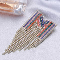 Alloy Rhinestone Rainbow Letter M Tassel Brooch Pin For Statement Wear view 4