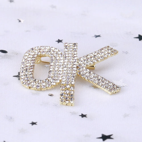 Alloy OK Letter Brooch Minimalist Fashion Women Lapel Pin