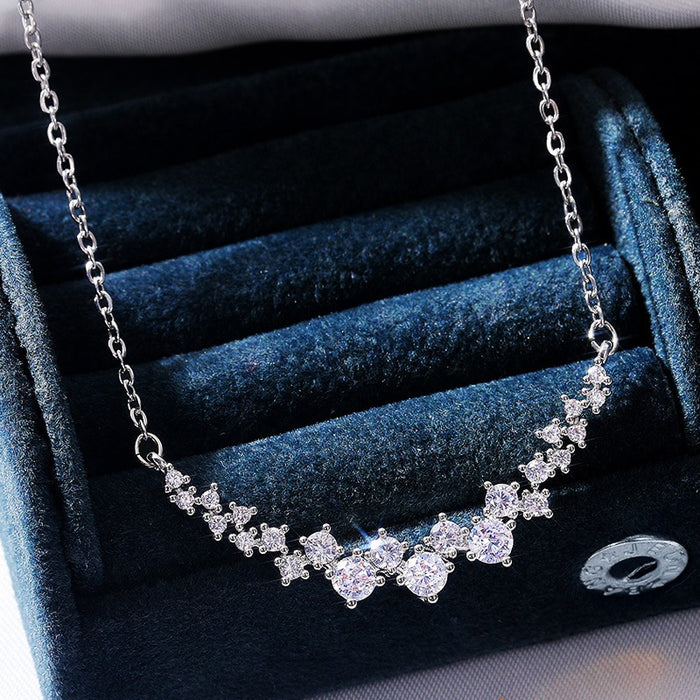 Korean Sparkling Starlight Zircon Pendant Necklace For Women Fashion Collar Chain Jewelry