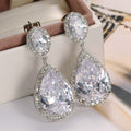Fashion Water Drop Pear Shape Zircon Dangle Earrings For Women Evening Dress Jewelry Accessories view 1