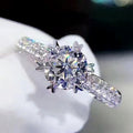 Six Prong Heart Shape Full Zircon Engagement Ring For Women Platinum Plated Wedding Jewelry view 2