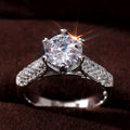 Six Prong Heart Shape Full Zircon Engagement Ring For Women Platinum Plated Wedding Jewelry view 3