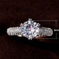 Six Prong Heart Shape Full Zircon Engagement Ring For Women Platinum Plated Wedding Jewelry view 5