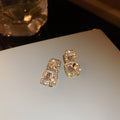 Korean Style Alloy Rhinestone Irregular Square Geometric Drop Earrings For Women view 3