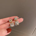 Korean Style Alloy Rhinestone Irregular Square Geometric Drop Earrings For Women view 1