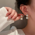 Korean Style Alloy Rhinestone Irregular Square Geometric Drop Earrings For Women view 2