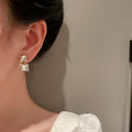 Korean Style Alloy Rhinestone Irregular Square Geometric Drop Earrings For Women view 4