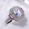 Pink Diamond Square Princess Ring For Women, Fashion Engagement And Proposal Finger Jewelry view 2