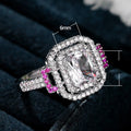 Pink Diamond Square Princess Ring For Women, Fashion Engagement And Proposal Finger Jewelry view 5