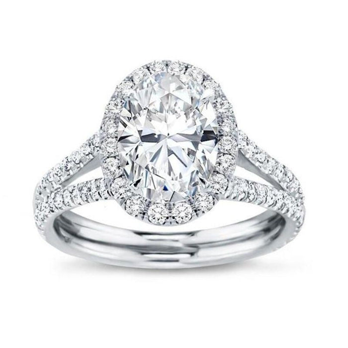 European American Oval Egg Shape Eight Hearts Eight Arrows Zircon Engagement Ring For Women